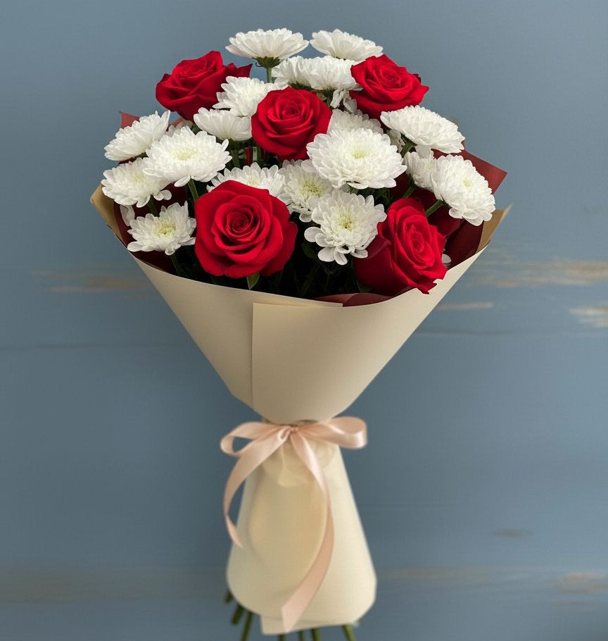 Букет цветов из: Розы и Хризантемы в Орловке Воронежской области