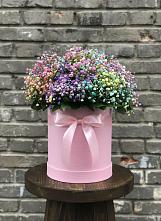 Цветочная композиция из Гипсофила и Розы в шляпной коробке #REPLACE_PRED# Орловке Воронежской области
