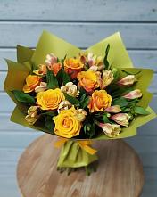 Букет цветов из:  Альстромерии и Розы #REPLACE_PRED# Орловке Воронежской области