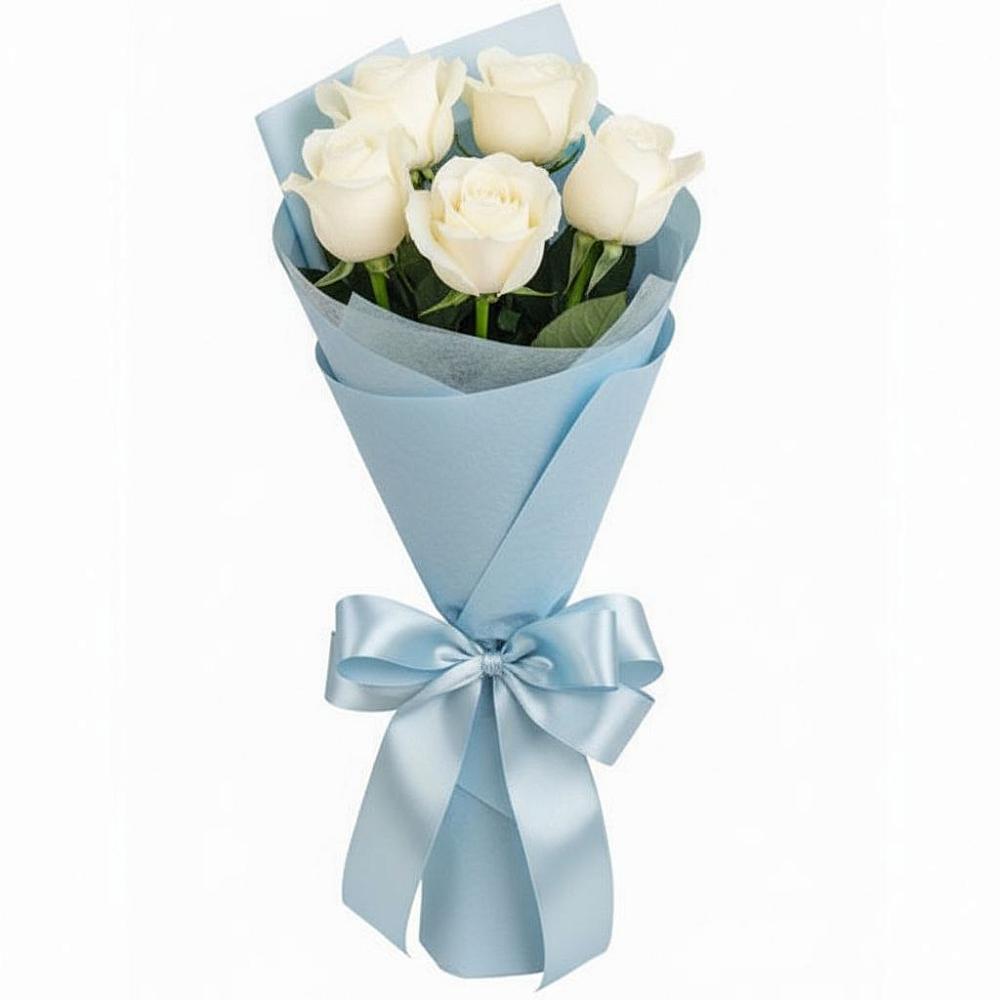 Букет 5 Белых роз Проуд в Орловке Воронежской области