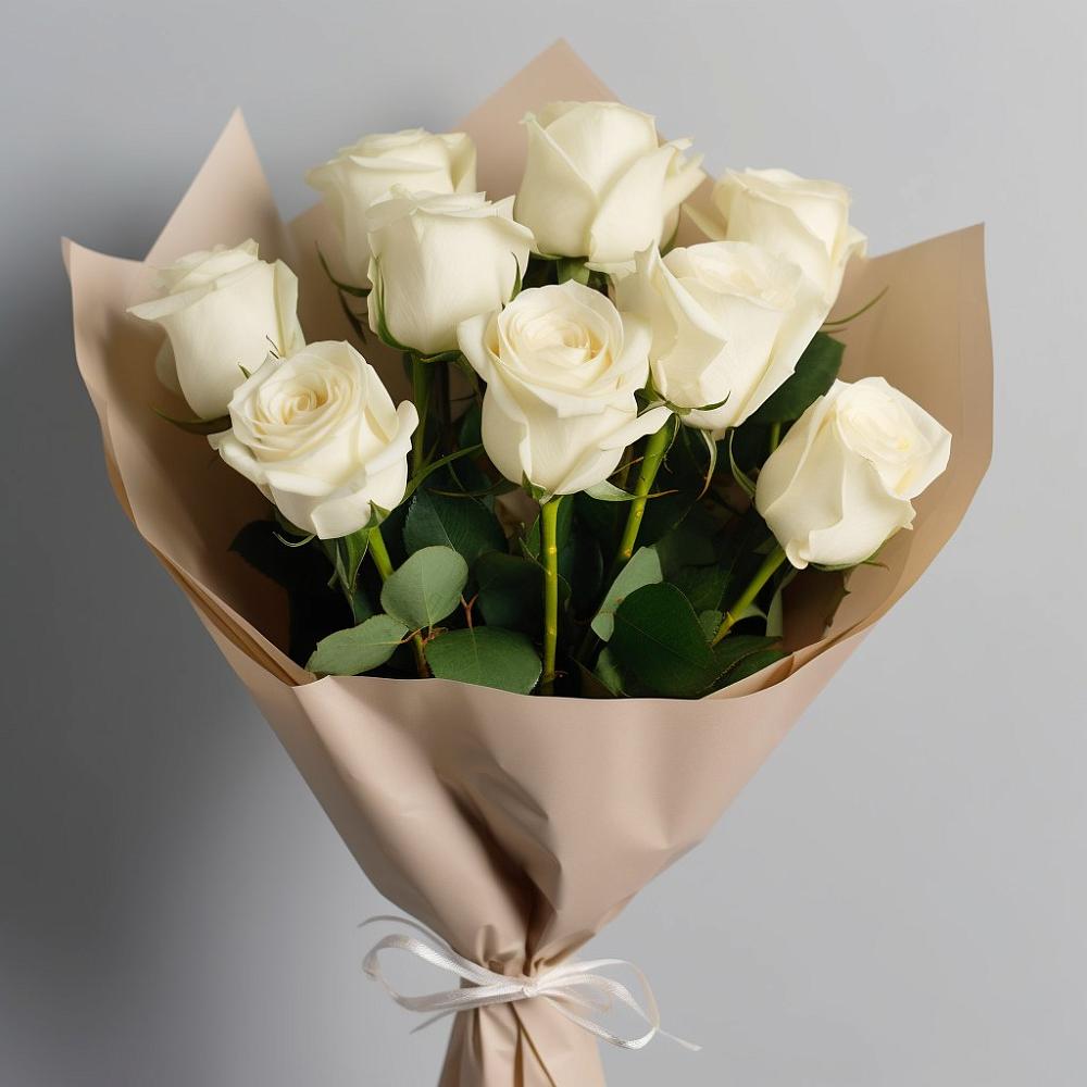 Букет 9 Белых роз Эдлесс Лав в Орловке Воронежской области