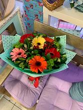 Букет цветов из:  Герберы, Хризантемы и Альстромерии #REPLACE_PRED# Орловке Воронежской области