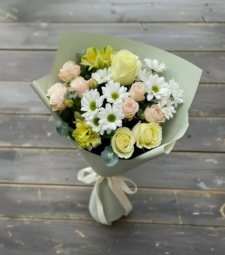 Букет цветов из: Альстромерии, Розы и Хризантемы в Орловке Воронежской области