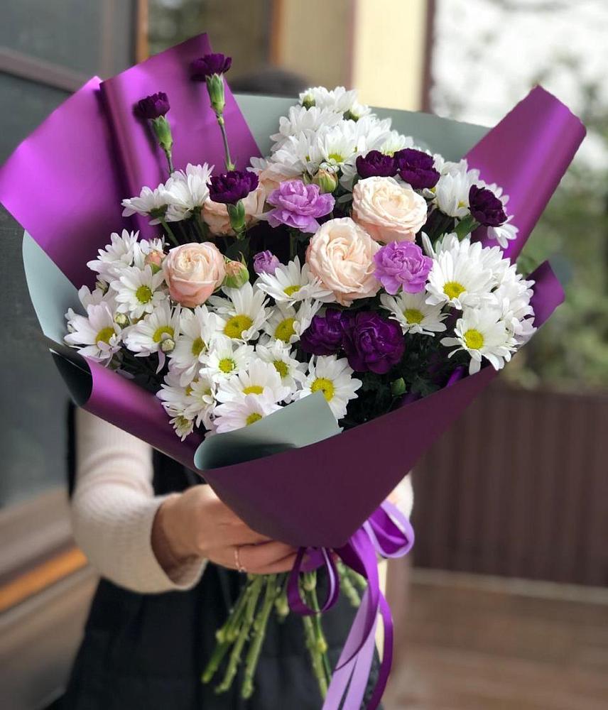 Букет цветов из: Хризантемы, Гвоздики и Розы в Орловке Воронежской области