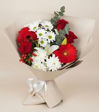 Букет цветов из:  Розы, Хризантемы, Герберы и Лилии #REPLACE_PRED# Орловке Воронежской области