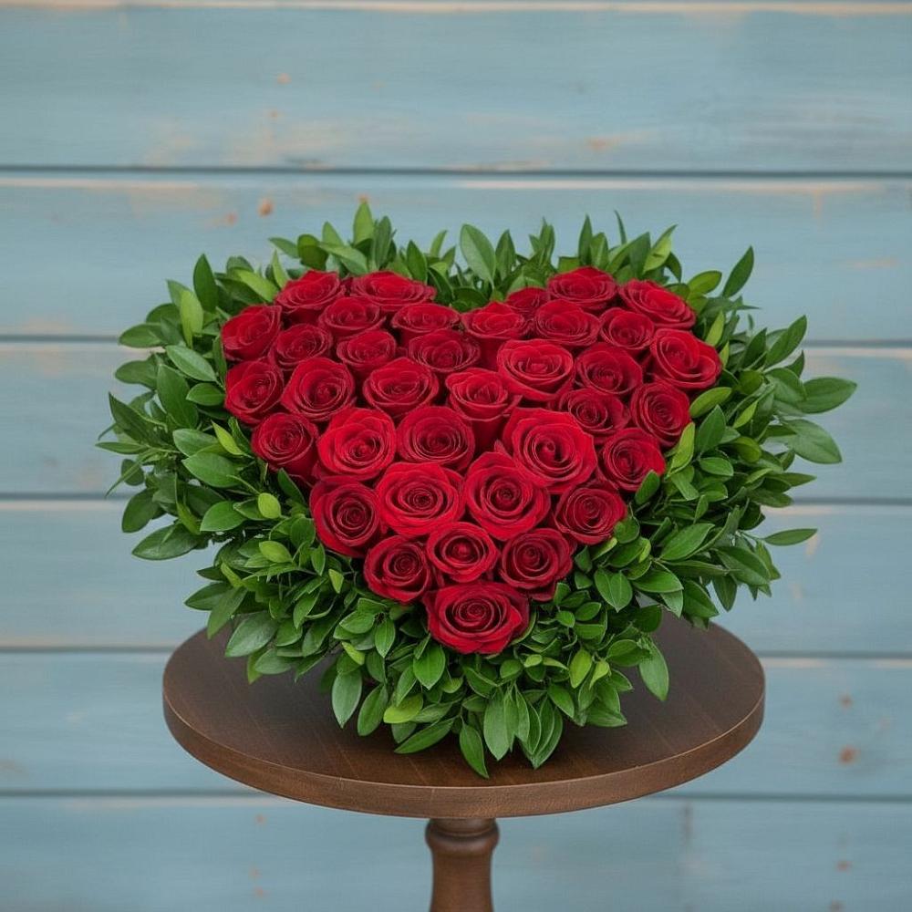 Цветочная композиция из Розы в виде сердца в Орловке Воронежской области