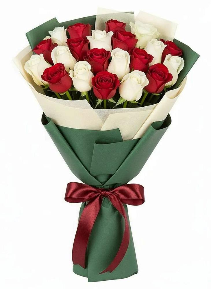 Букет Микс из красных и белых роз в Орловке Воронежской области