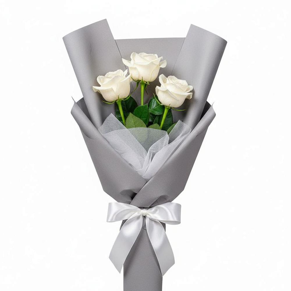 Букет 3 белые розы в Орловке Воронежской области