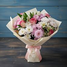 Букет цветов из:  Хризантемы, Альстромерии и Розы #REPLACE_PRED# Орловке Воронежской области