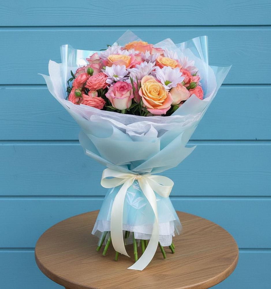 Букет цветов из: Хризантемы и Розы в Орловке Воронежской области