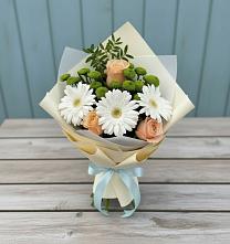 Букет цветов из:  Герберы, Розы и Хризантемы #REPLACE_PRED# Орловке Воронежской области