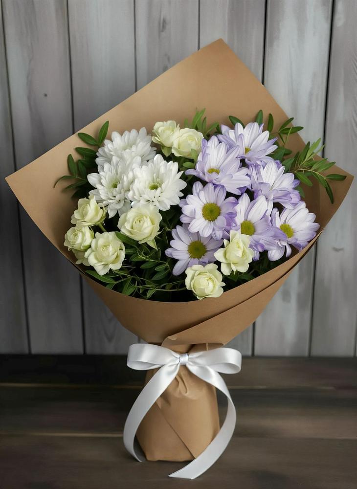 Букет цветов из: Хризантемы и Розы в Орловке Воронежской области